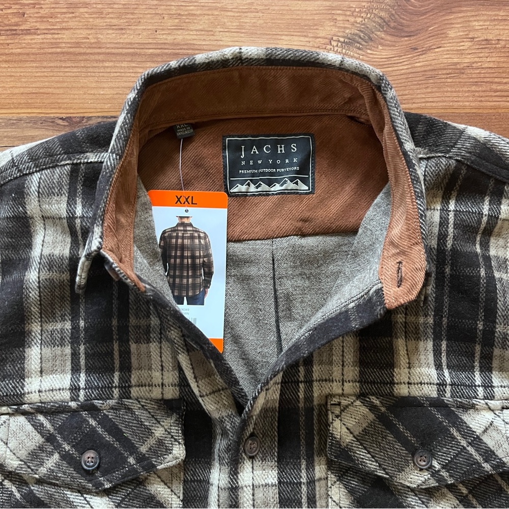 JACHS NEW YORK - XXL Brushed Flannel Lng-Slv Stretch Corduroy Contrast Shirt